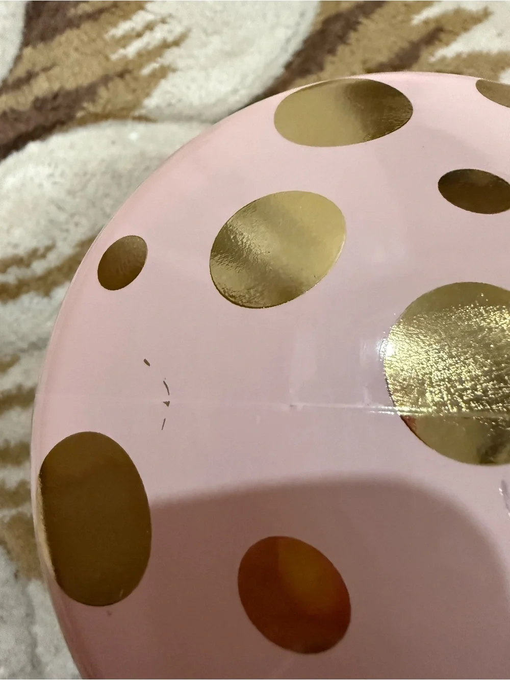 Target Bullseye's Playground Glass Mushroom Jar in pink metallic gold polka dot